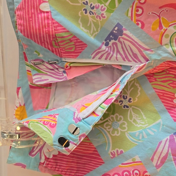 Lilly Pulitzer Vintage Cropped Floral Pink Aqua Pants Size 4 - Picture 8 of 8